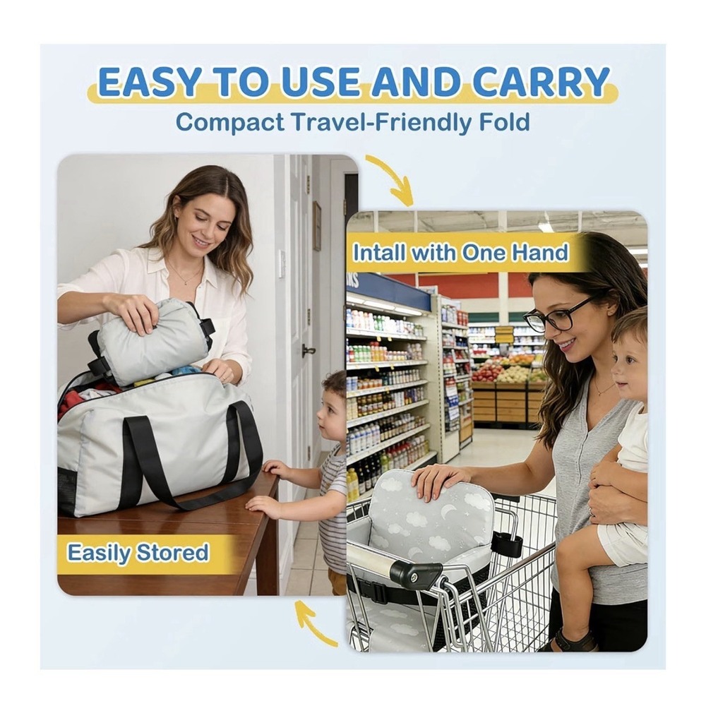 Portable Baby Shopping Cart Seat High Chair Cover For Outdoor Hygiene And Safety - Picture 7 of 12